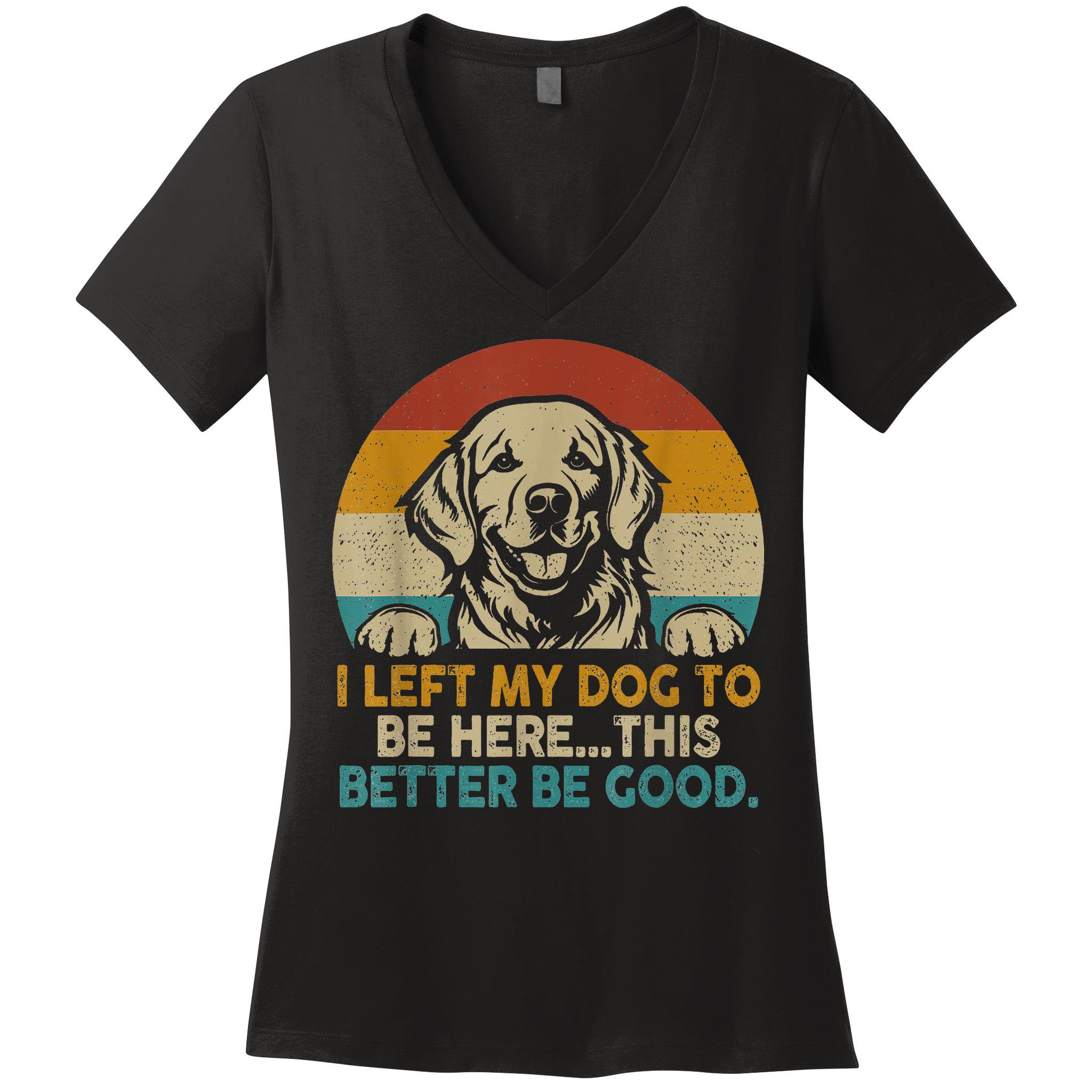 Retro Vintage I Left My Dog To Be Here This Better Be Good Gift Women's V-Neck T-Shirt