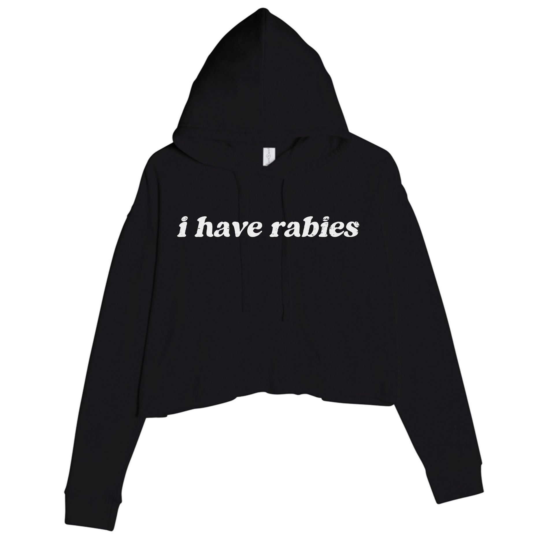 Retro Vintage I Have Rabies Funny Sarcastic Crop Fleece Hoodie