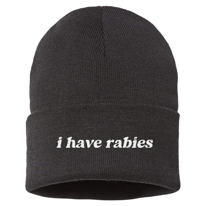 Retro Vintage I Have Rabies Funny Sarcastic Sustainable Knit Beanie