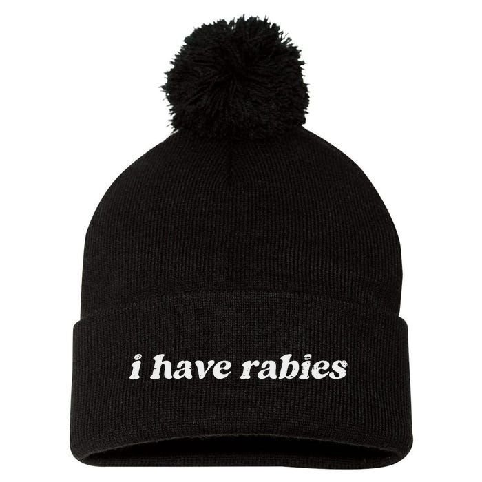 Retro Vintage I Have Rabies Funny Sarcastic Pom Pom 12in Knit Beanie