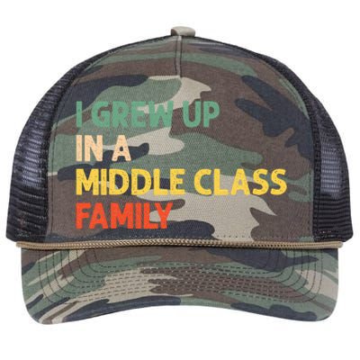 Retro Vintage I Grew Up In A Middle Class Family Retro Rope Trucker Hat Cap