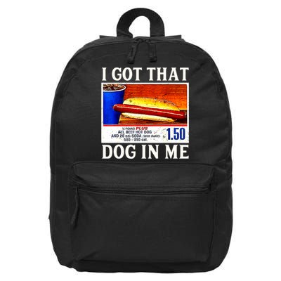 Retro Vintage I Got That Dog In Me Funny Hotdog 16 in Basic Backpack