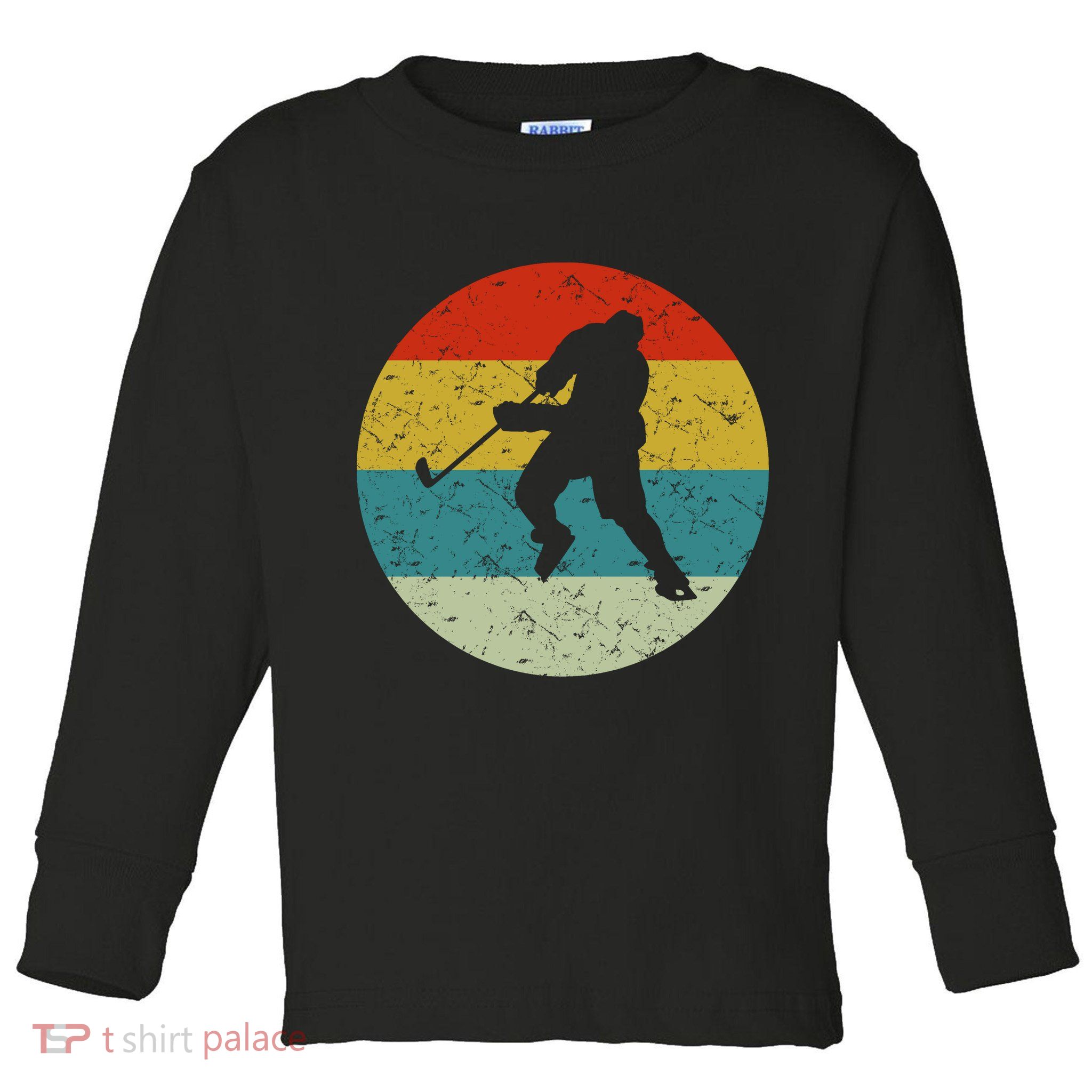 Retro Vintage Ice Hockey Toddler Long Sleeve Shirt