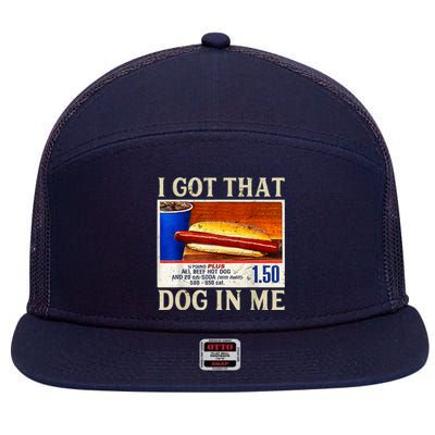 Retro Vintage I Gotthat Dog In Me Funny Hotdog 7 Panel Mesh Trucker Snapback Hat