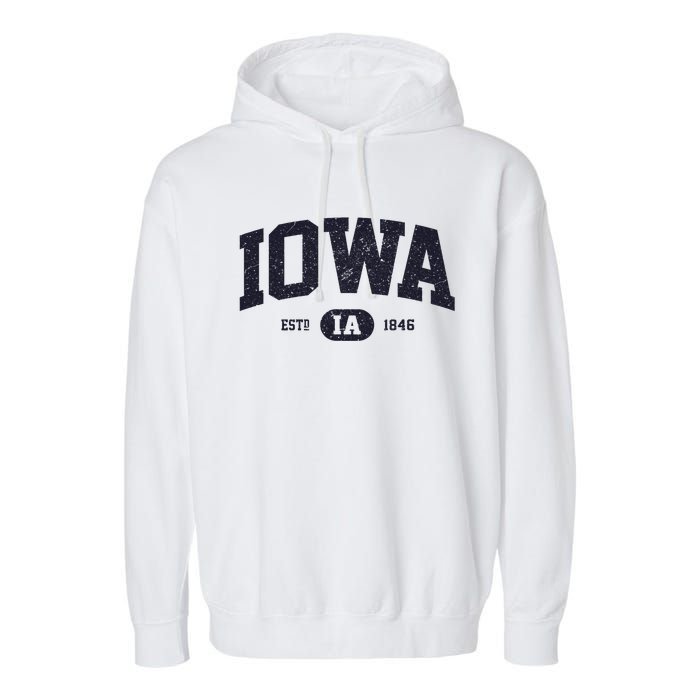 Retro Vintage Iowa Est Ia 1846 Garment-Dyed Fleece Hoodie