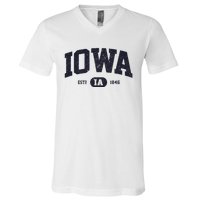 Retro Vintage Iowa Est Ia 1846 V-Neck T-Shirt