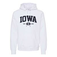 Retro Vintage Iowa Est Ia 1846 Premium Hoodie