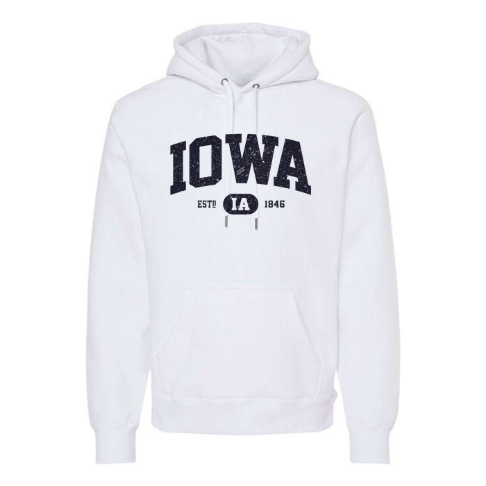 Retro Vintage Iowa Est Ia 1846 Premium Hoodie