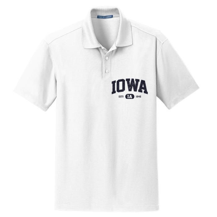 Retro Vintage Iowa Est Ia 1846 Dry Zone Grid Polo