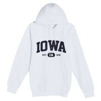 Retro Vintage Iowa Est Ia 1846 Premium Pullover Hoodie