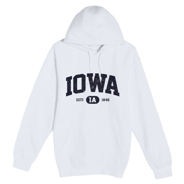 Retro Vintage Iowa Est Ia 1846 Premium Pullover Hoodie