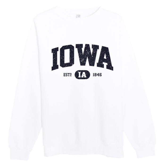 Retro Vintage Iowa Est Ia 1846 Premium Crewneck Sweatshirt