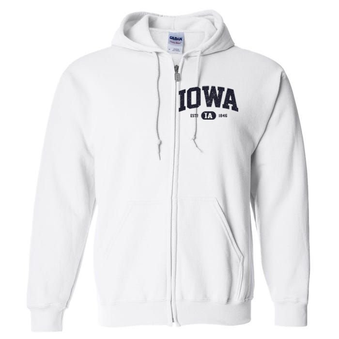 Retro Vintage Iowa Est Ia 1846 Full Zip Hoodie