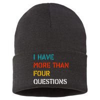 Retro Vintage I Have More Than Four Questions Passover Seder Sustainable Knit Beanie