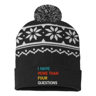 Retro Vintage I Have More Than Four Questions Passover Seder USA-Made Snowflake Beanie