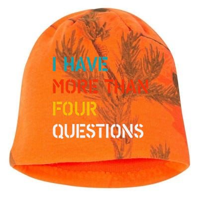 Retro Vintage I Have More Than Four Questions Passover Seder Kati - Camo Knit Beanie