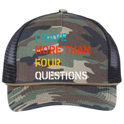 Retro Vintage I Have More Than Four Questions Passover Seder Retro Rope Trucker Hat Cap