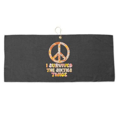 Retro Vintage I Survived The Sixties Twice Large Microfiber Waffle Golf Towel