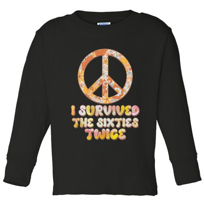 Retro Vintage I Survived The Sixties Twice Toddler Long Sleeve Shirt