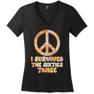 Retro Vintage I Survived The Sixties Twice Women's V-Neck T-Shirt