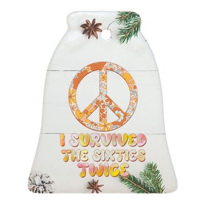 Retro Vintage I Survived The Sixties Twice Ceramic Bell Ornament