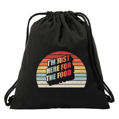 Retro Vintage Im Just Here For The Food Cute Gift Drawstring Bag
