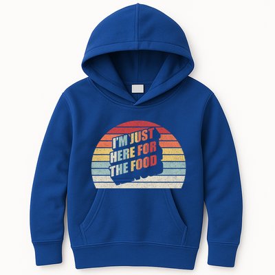 Retro Vintage Im Just Here For The Food Cute Gift Kids Hoodie