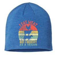 Retro Vintage I Eat Meat But I Identify As A Vegan Funny Gift Sustainable Beanie