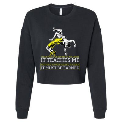 Retro Vintage It Must Be Earned Wrestling Cropped Pullover Crew