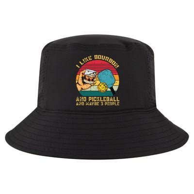 Retro Vintage I Like Bourbon & Pickleball & Maybe 3 People Cool Comfort Performance Bucket Hat