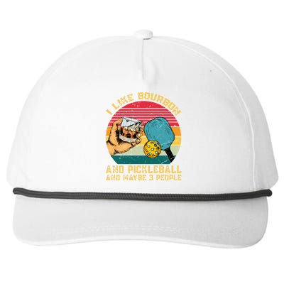 Retro Vintage I Like Bourbon & Pickleball & Maybe 3 People Snapback Five-Panel Rope Hat