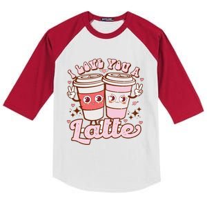 Retro Valentines I Love You A Latte Valentines Coffee Lover Gift Kids Colorblock Raglan Jersey