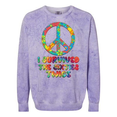 Retro Vintage I Survived The Sixties Twice Rainbow Tie Dye Colorblast Crewneck Sweatshirt