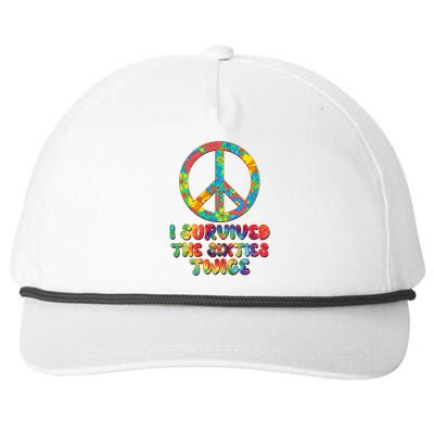 Retro Vintage I Survived The Sixties Twice Rainbow Tie Dye Snapback Five-Panel Rope Hat