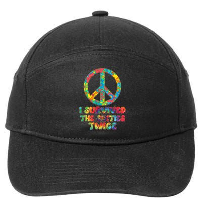 Retro Vintage I Survived The Sixties Twice Rainbow Tie Dye 7-Panel Snapback Hat