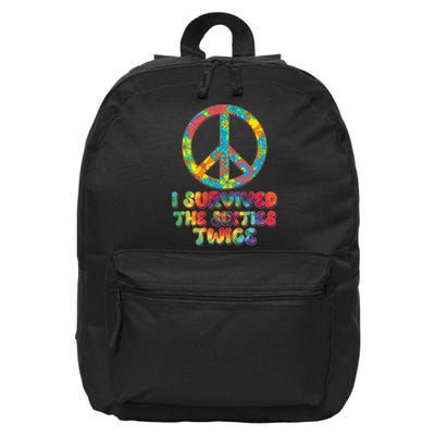 Retro Vintage I Survived The Sixties Twice Rainbow Tie Dye 16 in Basic Backpack