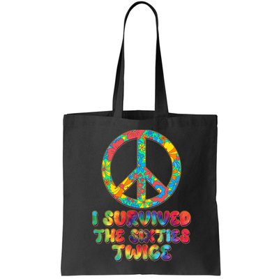 Retro Vintage I Survived The Sixties Twice Rainbow Tie Dye Bag