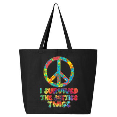 Retro Vintage I Survived The Sixties Twice Rainbow Tie Dye 25L Jumbo Tote
