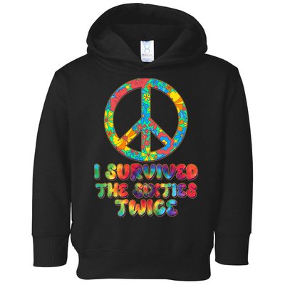 Retro Vintage I Survived The Sixties Twice Rainbow Tie Dye Toddler Hoodie