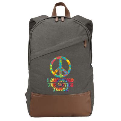 Retro Vintage I Survived The Sixties Twice Rainbow Tie Dye Cotton Canvas Backpack