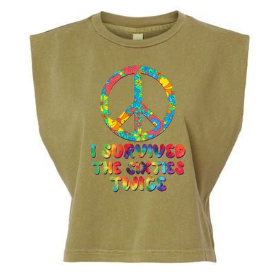 Retro Vintage I Survived The Sixties Twice Rainbow Tie Dye Garment-Dyed Women's Muscle Tee