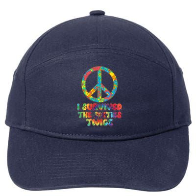 Retro Vintage I Survived The Sixties Twice Rainbow Tie Dye 7-Panel Snapback Hat