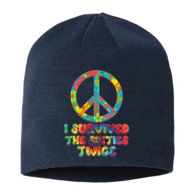 Retro Vintage I Survived The Sixties Twice Rainbow Tie Dye Sustainable Beanie