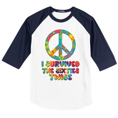 Retro Vintage I Survived The Sixties Twice Rainbow Tie Dye Baseball Sleeve Shirt