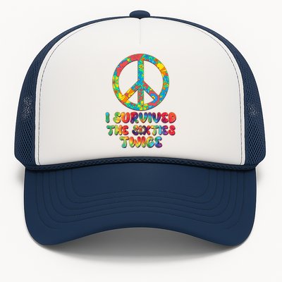 Retro Vintage I Survived The Sixties Twice Rainbow Tie Dye Trucker Hat