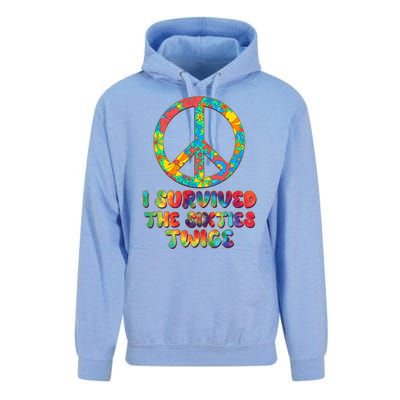 Retro Vintage I Survived The Sixties Twice Rainbow Tie Dye Unisex Surf Hoodie