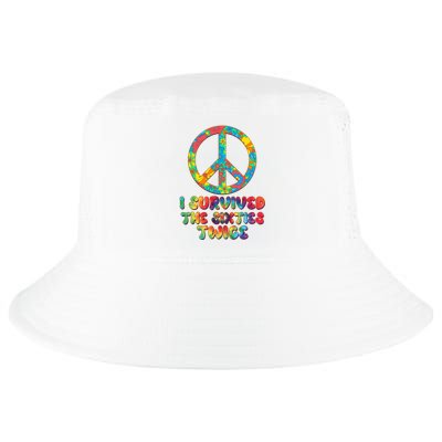 Retro Vintage I Survived The Sixties Twice Rainbow Tie Dye Cool Comfort Performance Bucket Hat