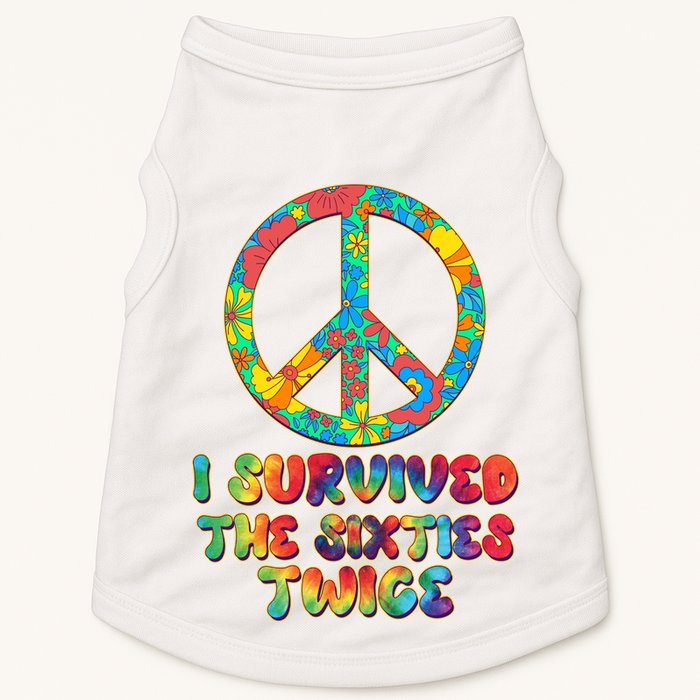 Retro Vintage I Survived The Sixties Twice Rainbow Tie Dye Doggie Tank