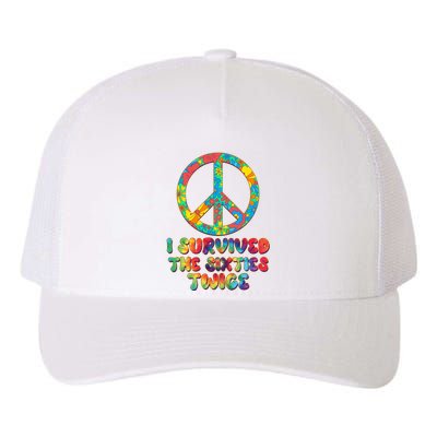 Retro Vintage I Survived The Sixties Twice Rainbow Tie Dye Yupoong Adult 5-Panel Trucker Hat