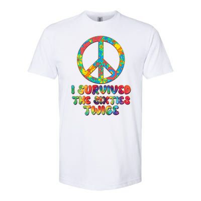 Retro Vintage I Survived The Sixties Twice Rainbow Tie Dye Softstyle CVC T-Shirt